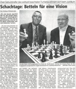 Zwei Visionäre, ein Vorhaben – Eugen Schackmann und Klaus Neumann, Quelle: vermutlich Westdeutsche Allgemeine Zeitung (WAZ) 1990er Jahre.